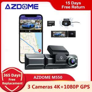 Azdome 3 Channel Dash Cam, Front Inside Rear Three Way Car Dash Camera, 4k+1080p Dual Channel, With Gps, Wifi, Ir Night Vision - D מצלמת דרך מקצועית 3 מצלמות מומלצת לקניה דרך עליאקספרס
