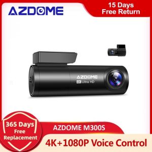 Azdome Car Recorders 4k + 1080p Rear Camera (free 64g Tf) 800mp Lens Gps Wifi Car Dvr Voice Control Dash Cam Night Vision M300s -  מצלמת דרך כפולה מבית AZDOME  באיכות צילום 4K ומבוססת קבל מומלצת לרכישה דרך עליאקספרס