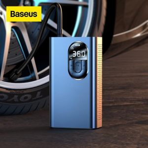 Baseus Car Air Compressor Electric Tyre Inflator Pump With LED Lamp For Motorcycle Bicycle Tire Portable Inflatable Pump קומפרסור אלחוטי נייד קטן איכותי ומומלץ מבית באסוס לרכישה דרך עליאקספרס 