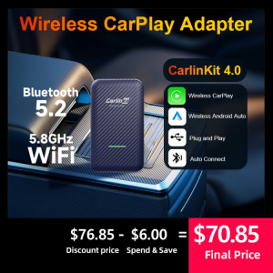 Carlinkit 4.0 Wireless CarPlay Android Auto 2 in 1 Wireless Adapter For VW Kia Audi Benz Nissan Toyota Volvo Skoda Mazda WiFi BT דונגל קארפליי אלחוטי ואנדרואיד אוטו אלחוטי דגם 4 החדש והמומלץ לרכישה דרך עליאקספרס