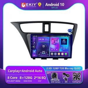 Ekiy T900 For Honda Civic Hatchback 2012-2017 Android 10 Car Radio 2 Din Mutimedia Player Navigation Vehicle Gps Stereo Receiver - מערכת מולטימדיה אנדרואיד להונדה סיויק שנת 2012 עד 2017 תומך אנדרואיד אוטו וקארפליי לרכישה דרך עליאקספרס