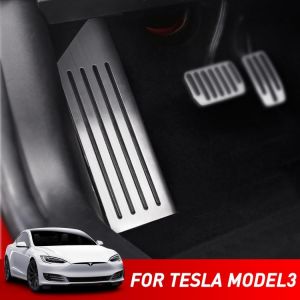 For Tesla Model 3 Model3 Accessories Aluminum alloy Foot Pedal Accelerator Gas Fuel Brake Pedal Rest Pedal Cover Car Styling דוושות ניקל ספורט לטסלה 3 משדרג את הרכב ונותן מראה ספורטיבי ויוקרתי לרכב לרכישה דרך עליאקספרס