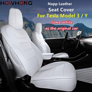 Car Seats Cover For Tesla Model 3 Y Nappa Leather Full Surround Style Factory Wholesale Price White Cushion Interior Accessories -