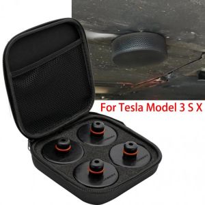 מוסכניקים מצייצים אביזרים לרכב קונים באינטרנט אביזרים מומלצים לטסלה מעליאקספרס 4pcs Car Rubber Lifting Jack Pad Adapter Tool Chassis W/ Storage Case Suitable For Tesla Model 3 Model S Model X Car Accessories -