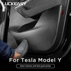 Luckeasy For Tesla Model Y 2020 2022 Car Door Glove Box Under Dashboard Anti Kick Pad Side Edge Film Protector Stickers - Car Anti
