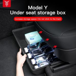 Under Seat Storage Box Drawer Holder For Tesla Model Y 2021 2022 Car Organizer Accessories - Electric Vehicle Stowing Tidying - Al