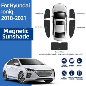 For Hyundai Ioniq 2016-2021 Magnetic Car Sunshade Visor Front Windshield Mesh Frame Curtain Rear Side Window Sun Shade Shield - Si חלונות שחורים מגנטיים וילונות ליונדאי איוניק מומלץ מאוד לרכישה דרך עליאקספרס