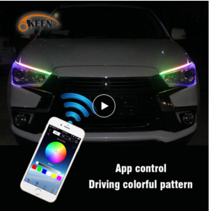 2X Sequential Flowing RGB Daytime Running Light DRL Multi Color LED Strip Turn Signal Lights For Headlight תאורת לד מומלצת לפנס DRL צבע משתנה דרך אפליקציה לקניה דרך אליאקספרס