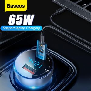 Baseus 65W Car Charger Cigarette Lighter Support Laptop Charging QC 4.0 PD 3.0 Fast Charging For iPhone 11 Samsung MacBook pro מטען נייד עוצמתי לרכב המסוגל להטעין מחשב נייד! מומלץ מאוד לרכישה דרך אליאקספרס
