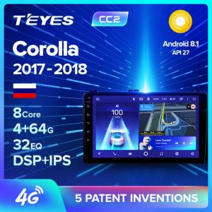 TEYES CC2 For Toyota Corolla 2017 2018 Car Radio Multimedia Video Player Navigation GPS Android 8.1 No 2din 2 din dvd מערכת מולטימדיה אנדרואיד מומלצת לטיוטה קורולה 2017-2018 לרכישה דרך אליאקספרס