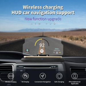 2in1 HUD Car Wireless Charger Mount Car Phone GPS Navigation Holder Stand Projector Bracket Support QI Fast Charging for iPhone משטח טעינה מקרין לרכב מעולה לתצוגת GPS או וידאו ברכב לרכישה דרך אליאקספרס