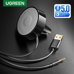 UGREEN aptX LL Bluetooth Car Kit Receiver Bluetooth 5.0 Audio Adapter Mic 3M Magnetic Base Air Vent Clip Dual USB Car Charger - מתאם בלוטוס לרכב מומלץ הופך כל מערכת לחדשה