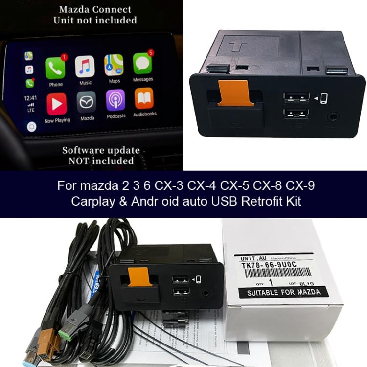 Apple CarPlay Android Auto USB adapter hub OEM for Mazda CX3 CX5 CX9 MX5  miata Toyota Yaris fiat 124 אפל קרפלי למאזדה כולל מדריך התקנה  אנדרואיד אוטו קארפליי Android Auto/CarPlay